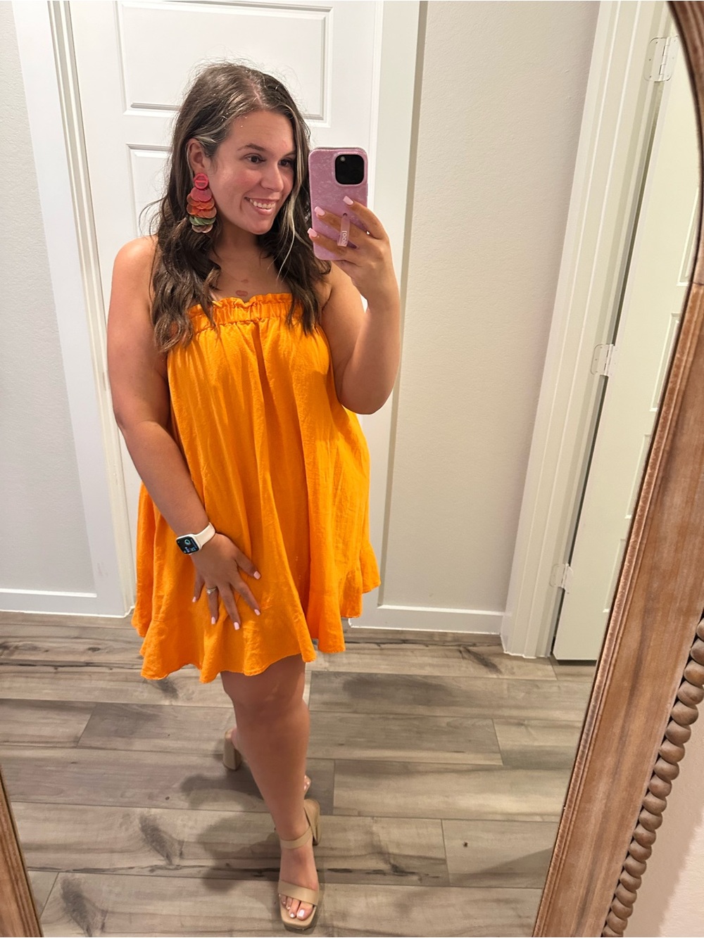 Show Me Your MuMu Around the World Dress Bright Orange Mini Dress Size XXL Linen